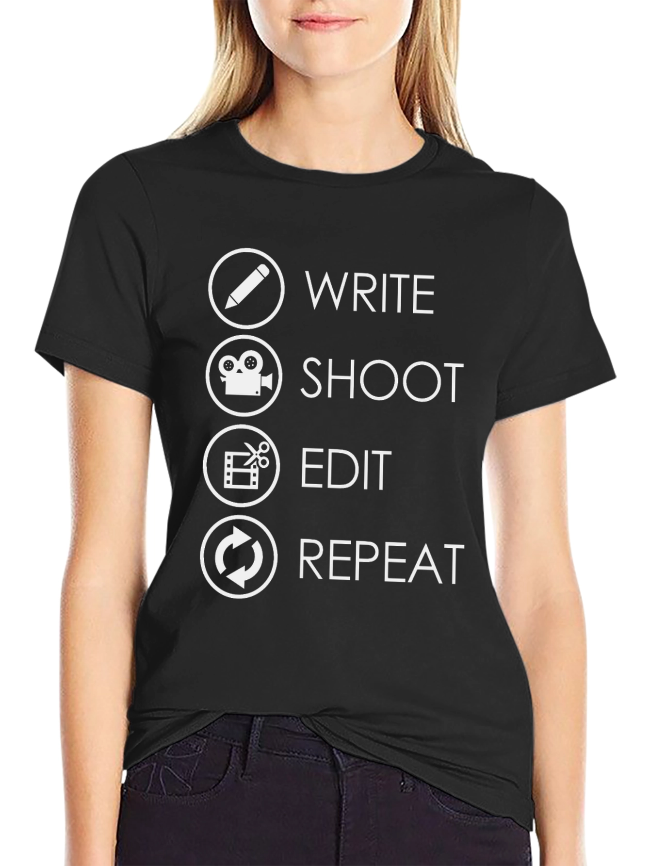 Write Shoot Edit Repeat T-Shirt - Filmmaker Gift