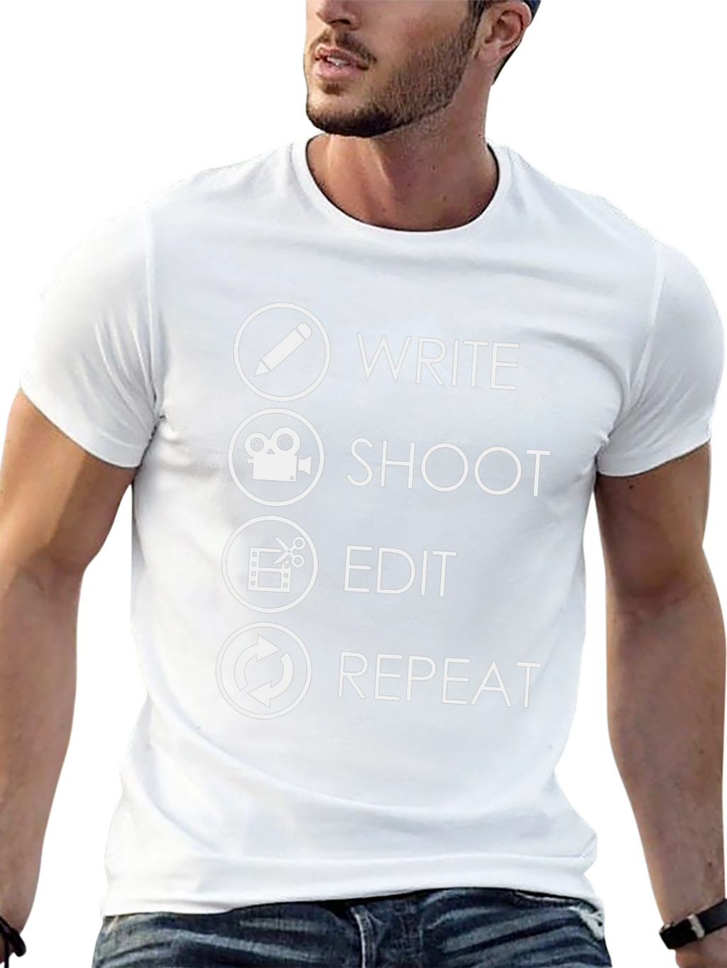 Write Shoot Edit Repeat T-Shirt - Filmmaker Gift