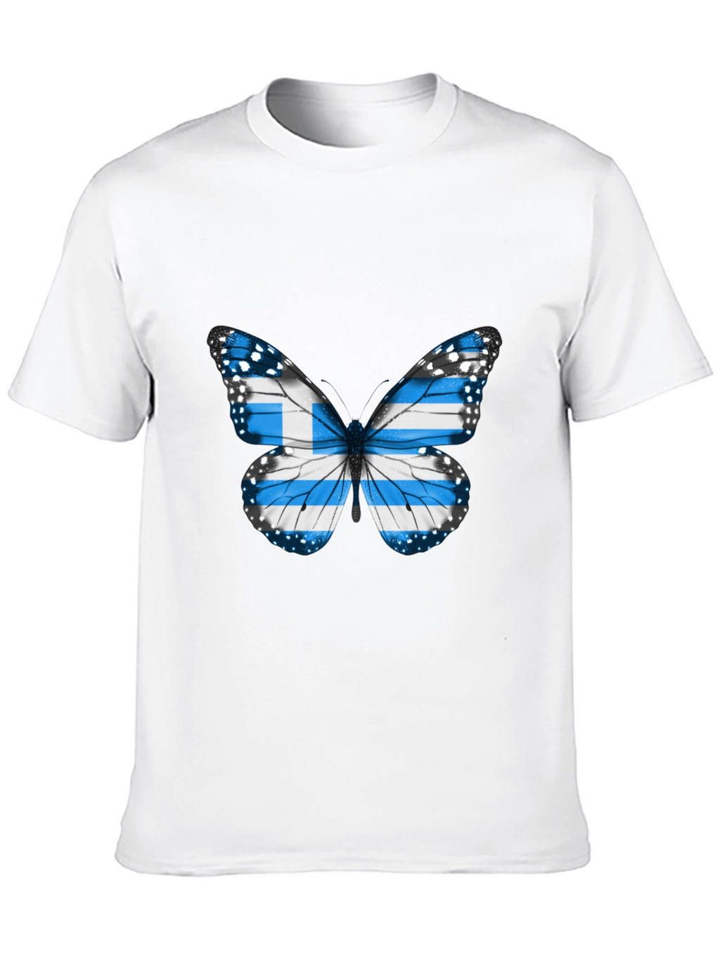 Greek Flag Butterfly Black T-Shirt