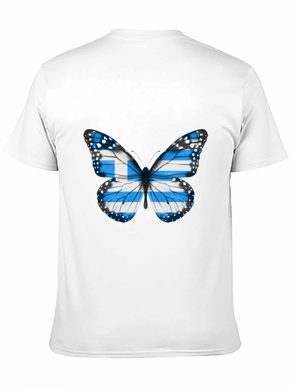 Greek Flag Butterfly Black T-Shirt