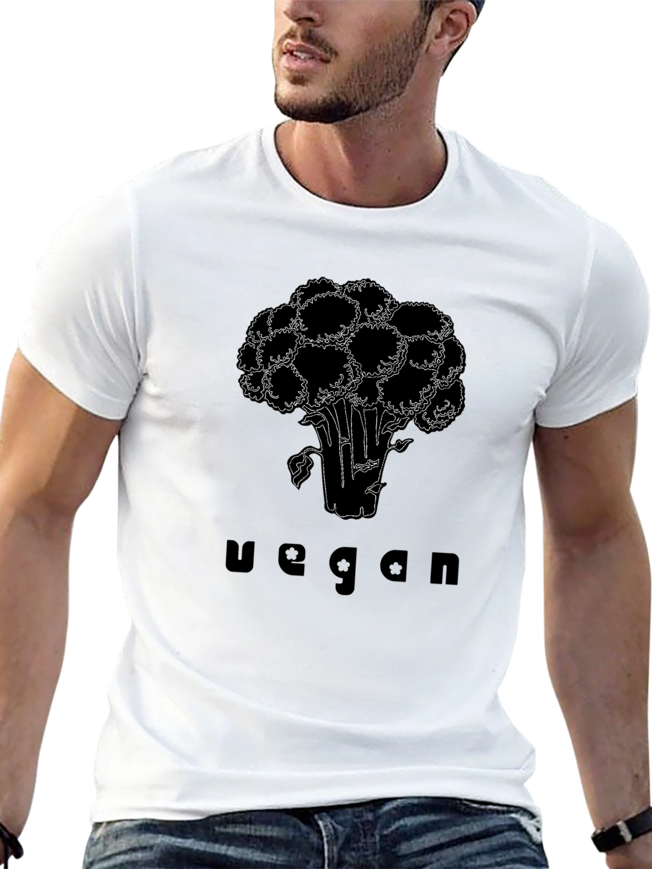 Vegan Broccoli Graphic T-Shirt - Black