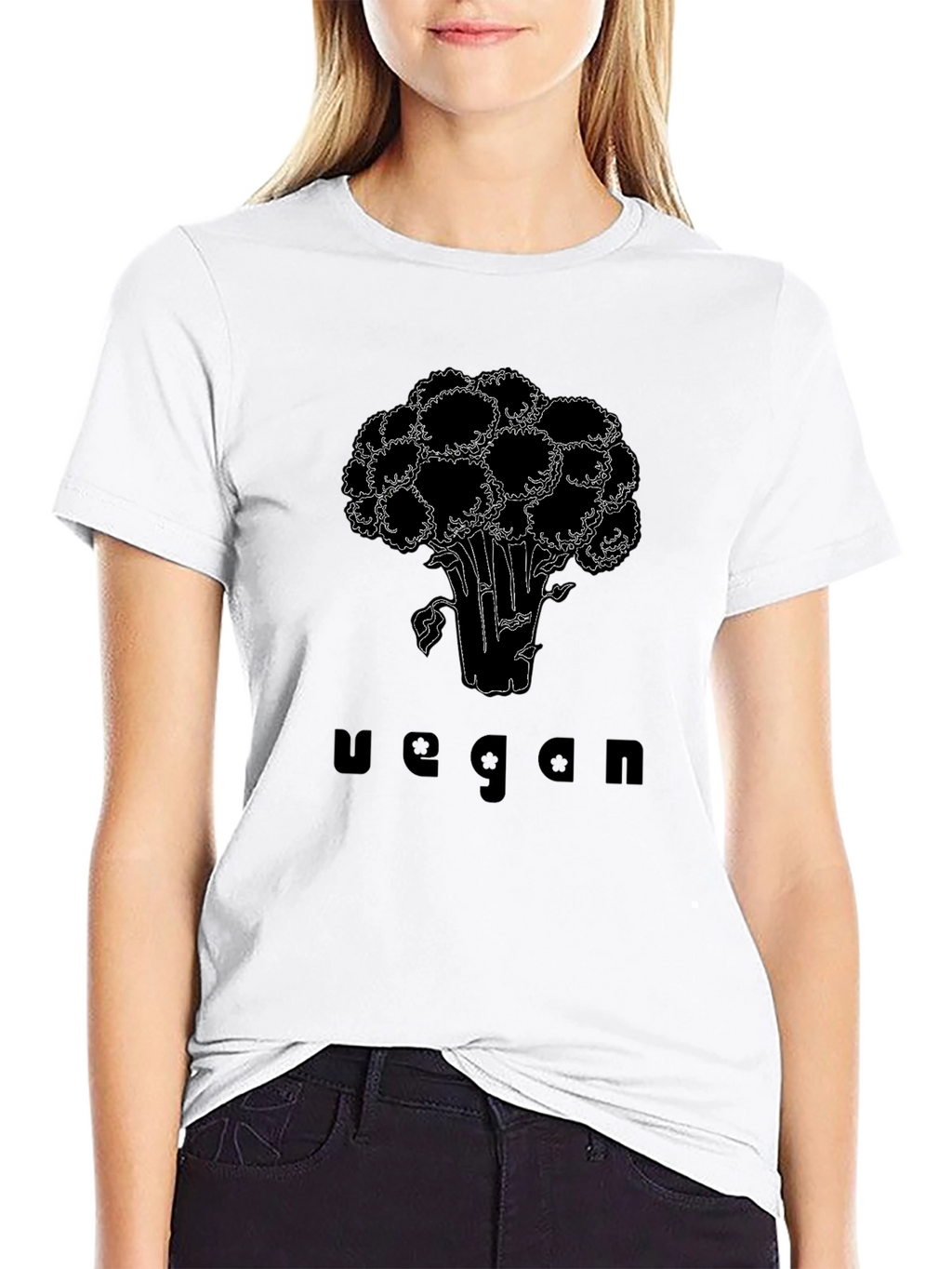 Vegan Broccoli Graphic T-Shirt - Black