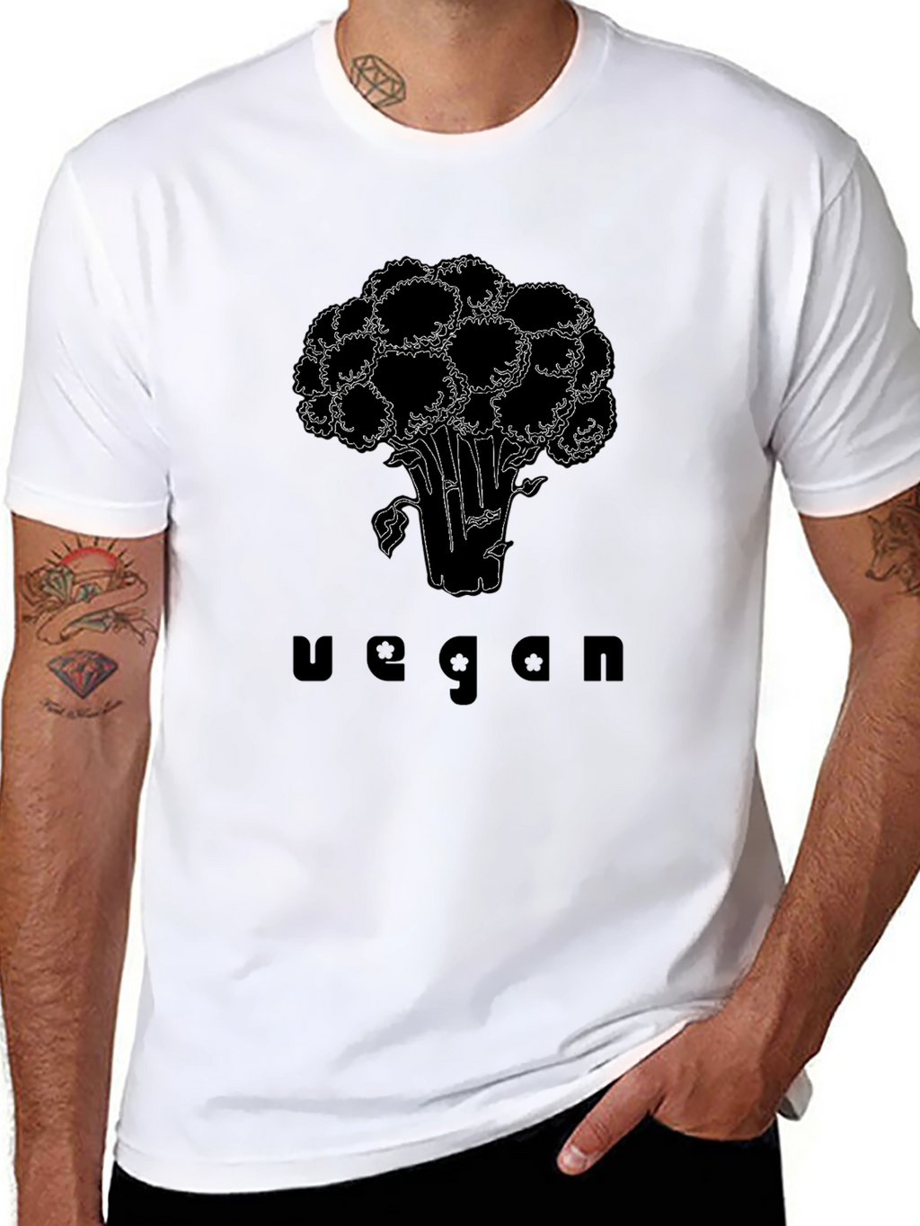 Vegan Broccoli Graphic T-Shirt - Black