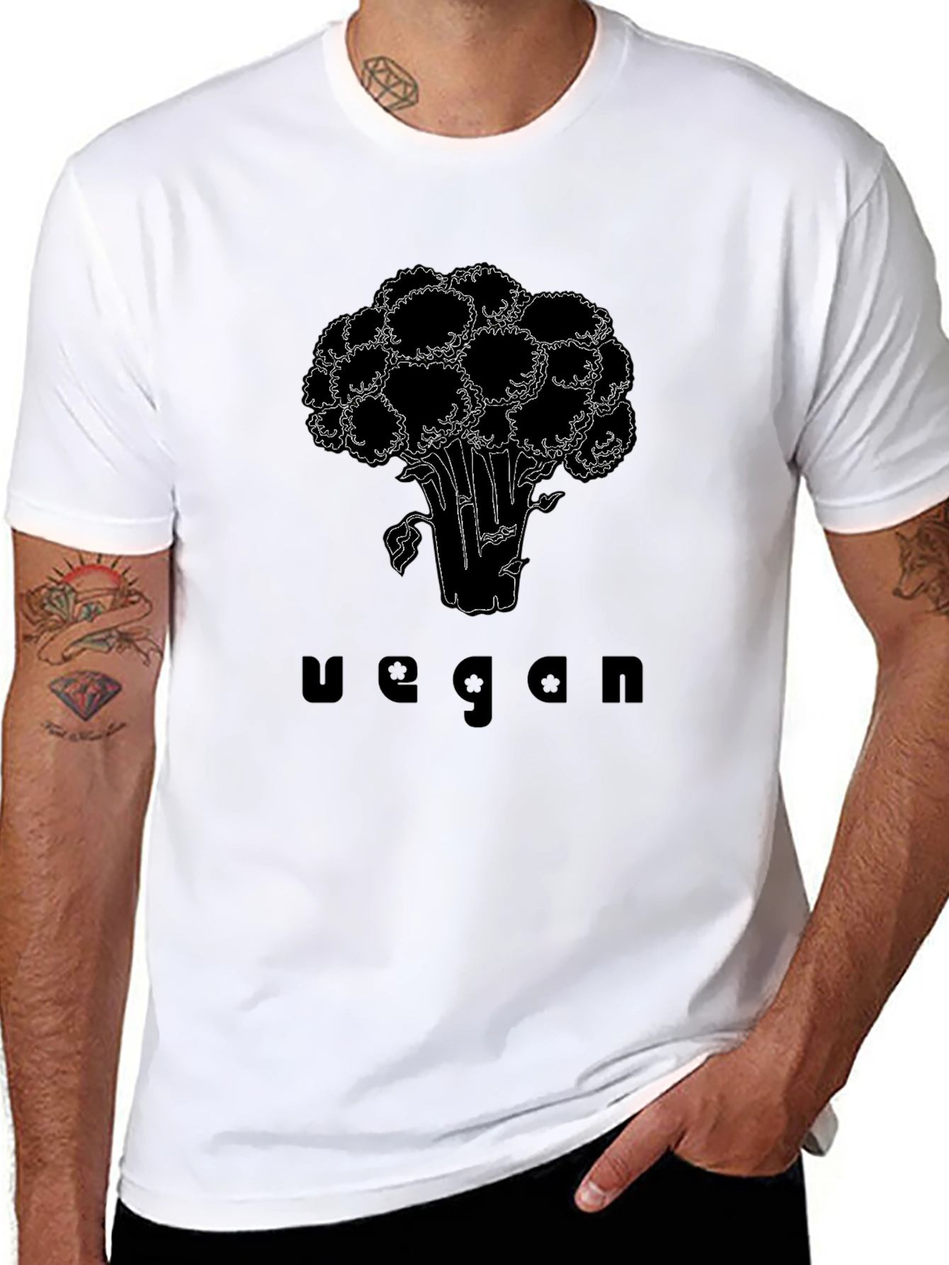 Vegan Broccoli Graphic T-Shirt - Black