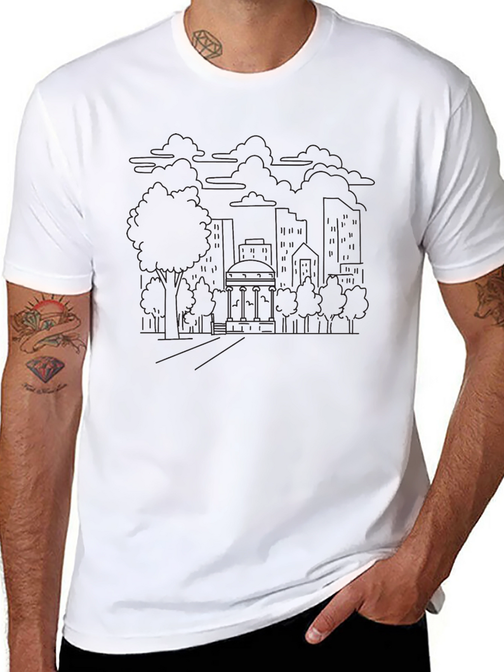 Urban Sketch Mens Black T-Shirt