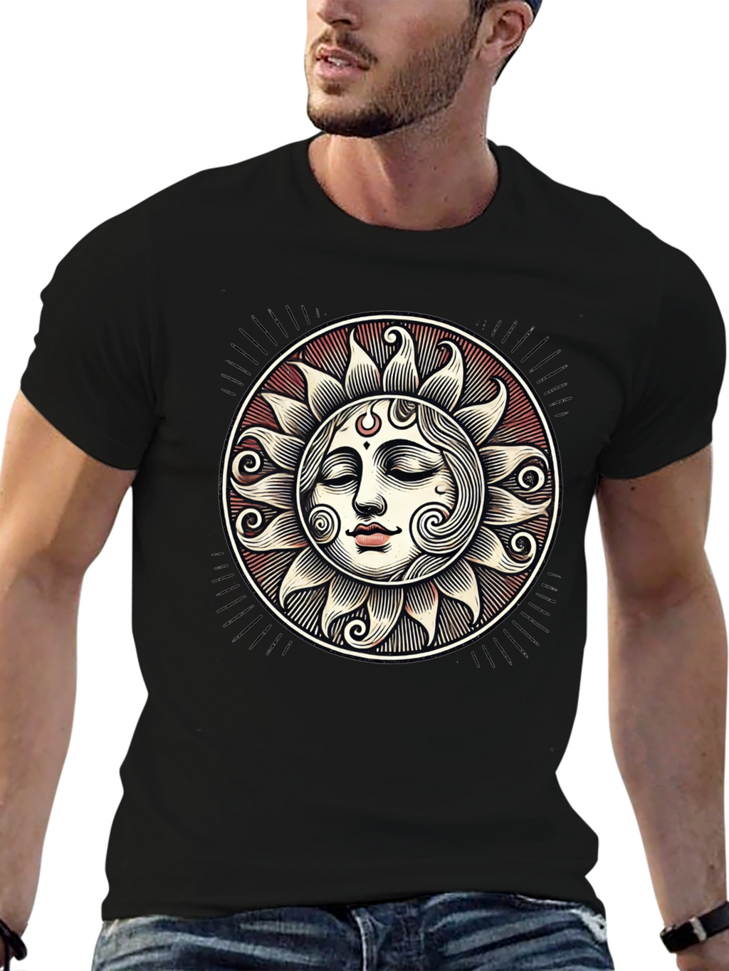 Celestial Sun Face Graphic Tee