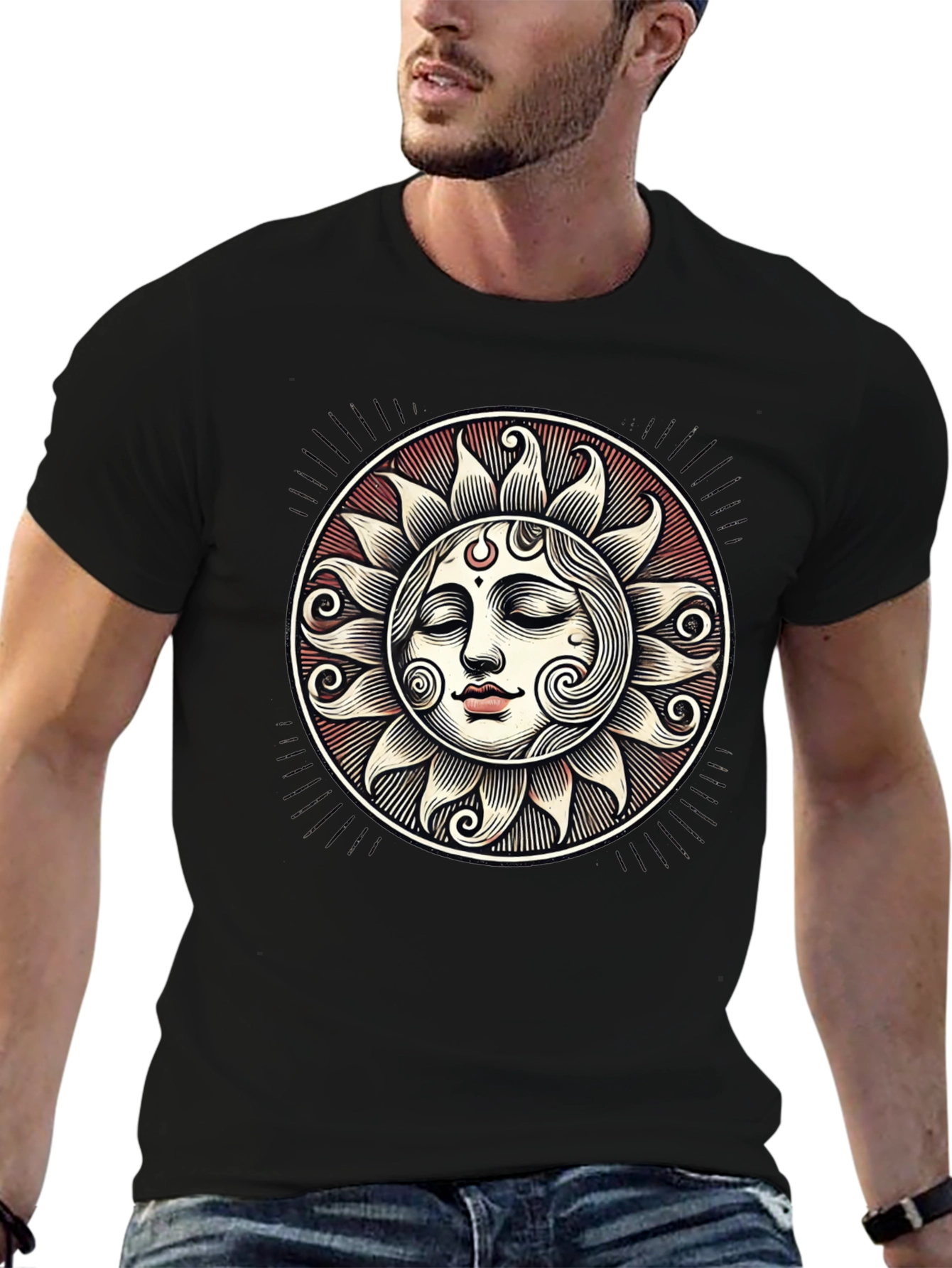 Celestial Sun Face Graphic Tee