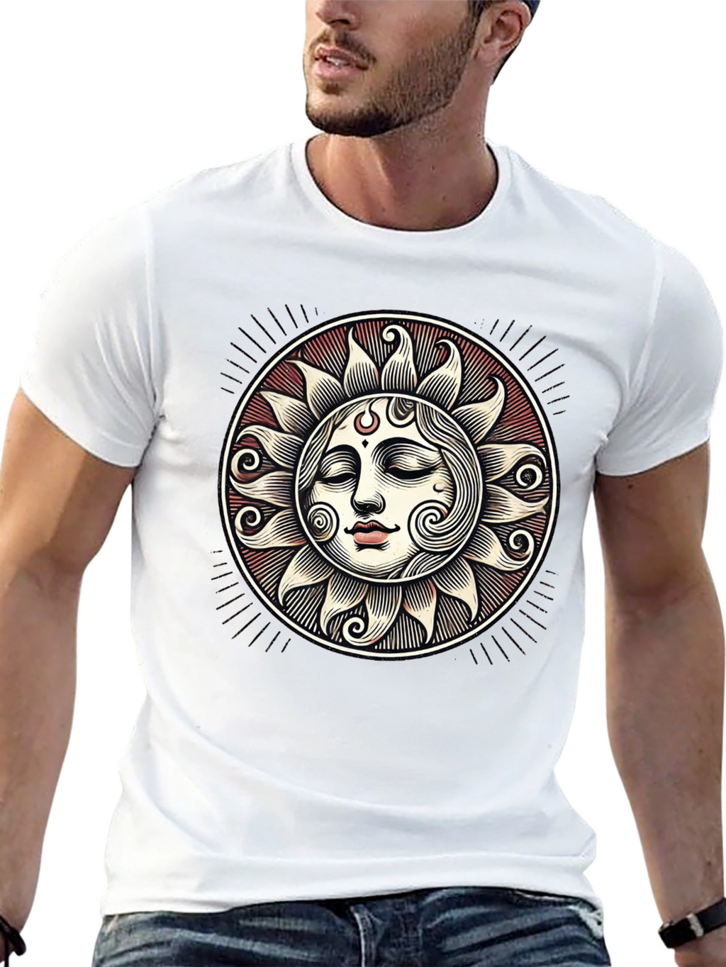 Celestial Sun Face Graphic Tee