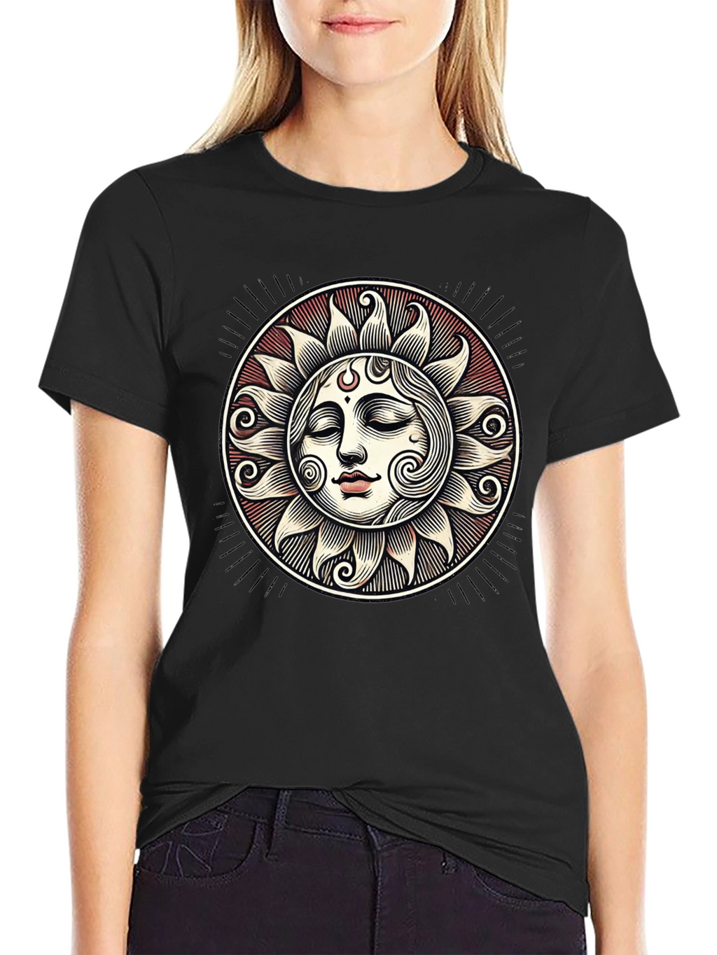 Celestial Sun Face Graphic Tee