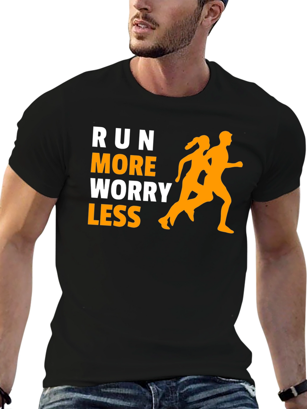 Run More Worry Less Graphic Tee