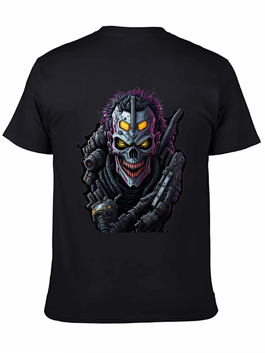 Cyberpunk Skull Graphic Tee - Black
