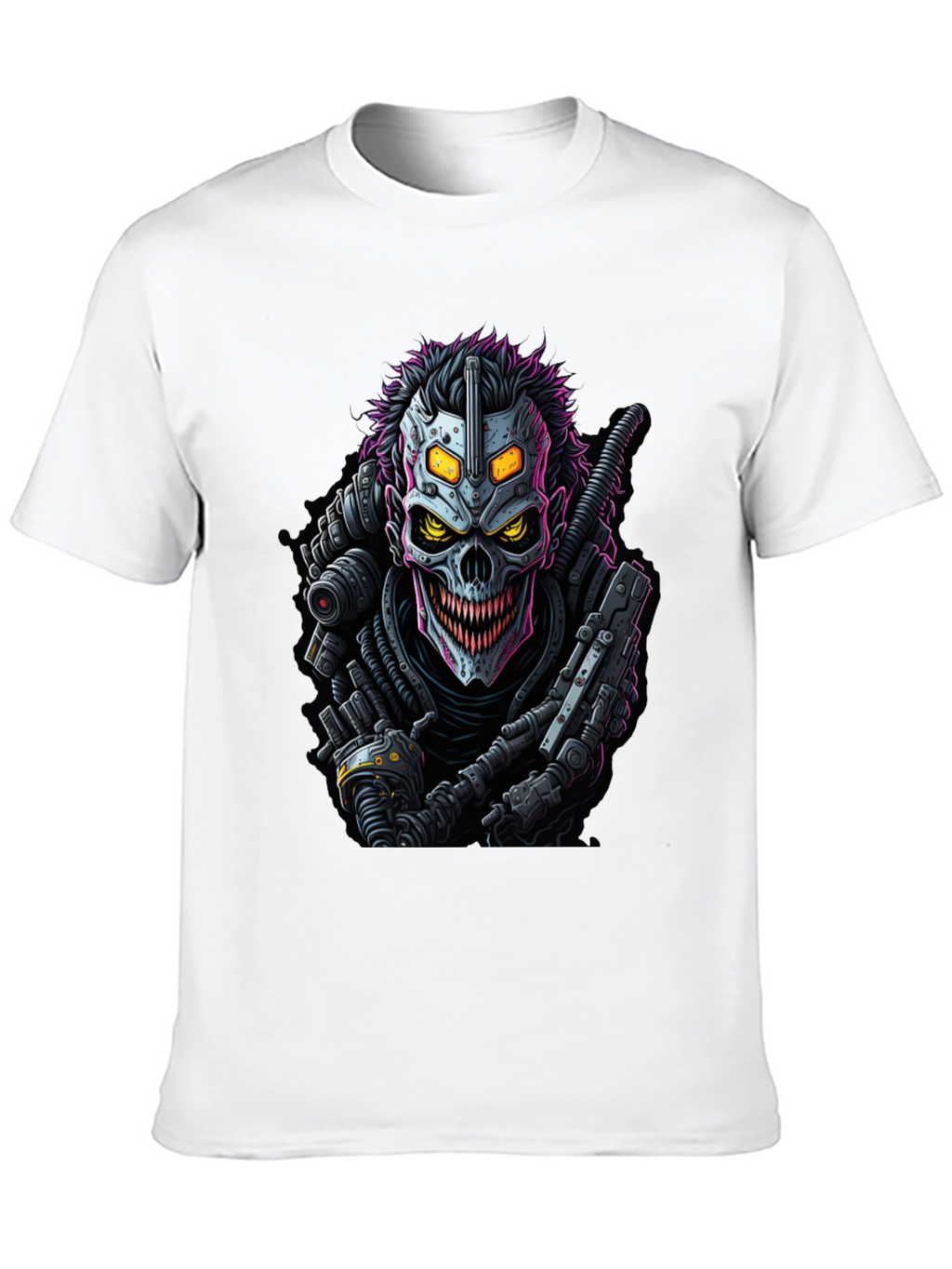 Cyberpunk Skull Graphic Tee - Black