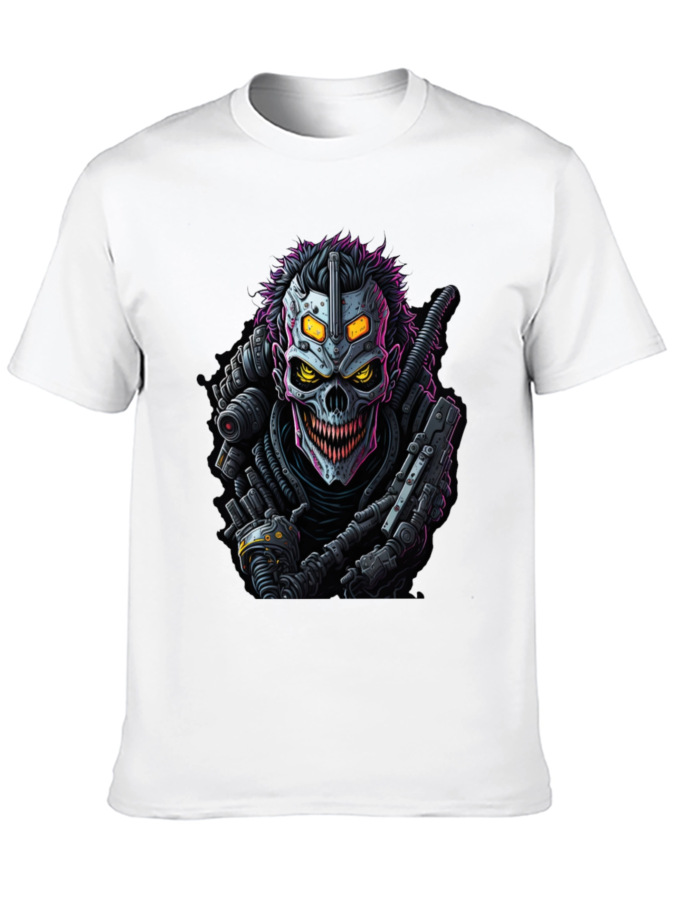 Cyberpunk Skull Graphic Tee - Black
