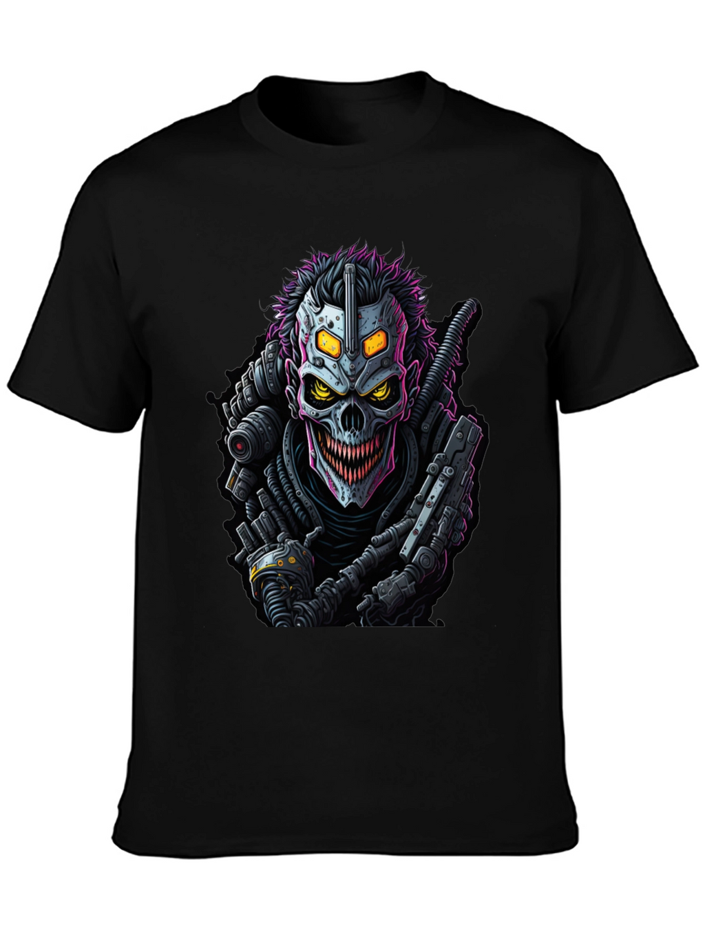 Cyberpunk Skull Graphic Tee - Black