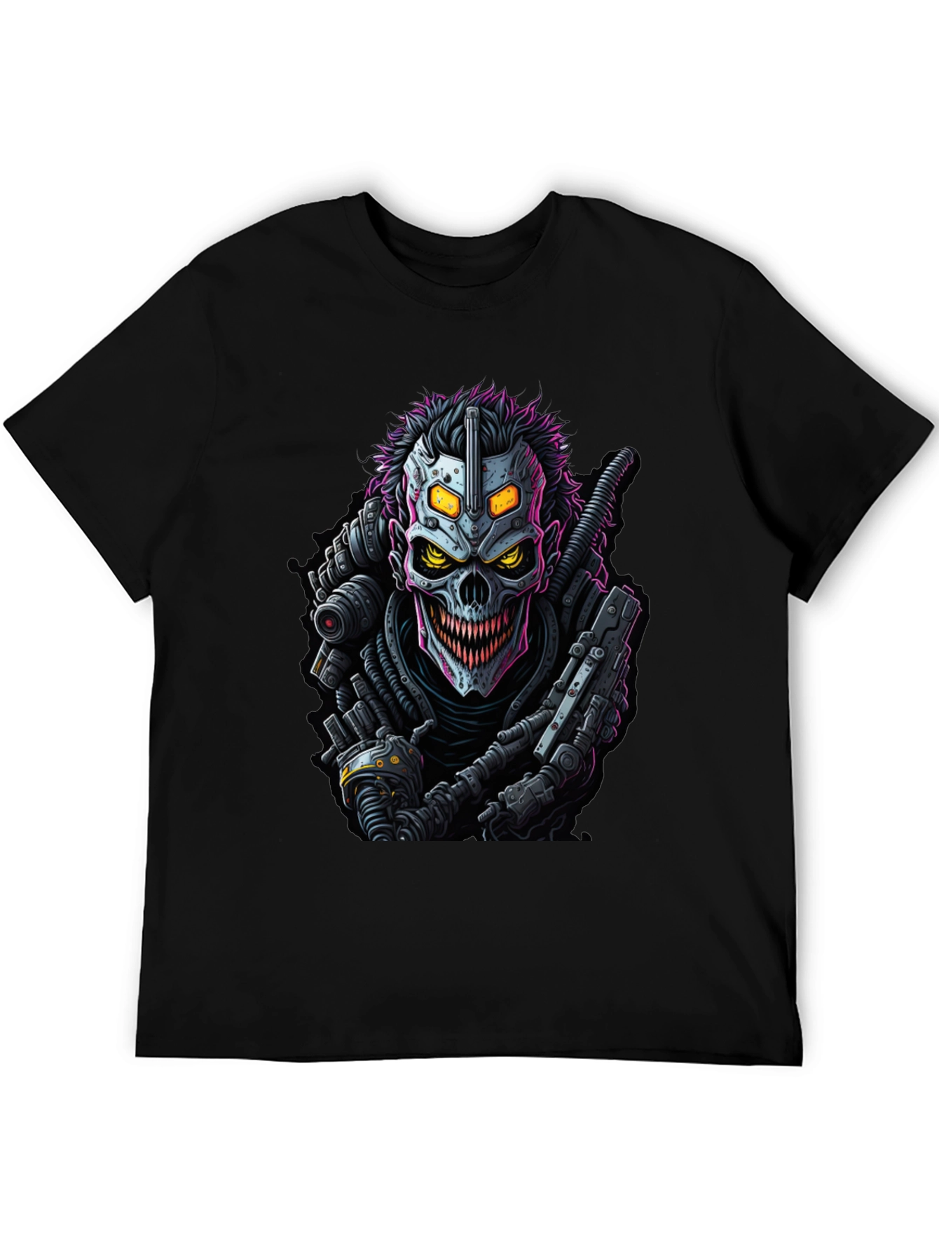 Cyberpunk Skull Graphic Tee - Black