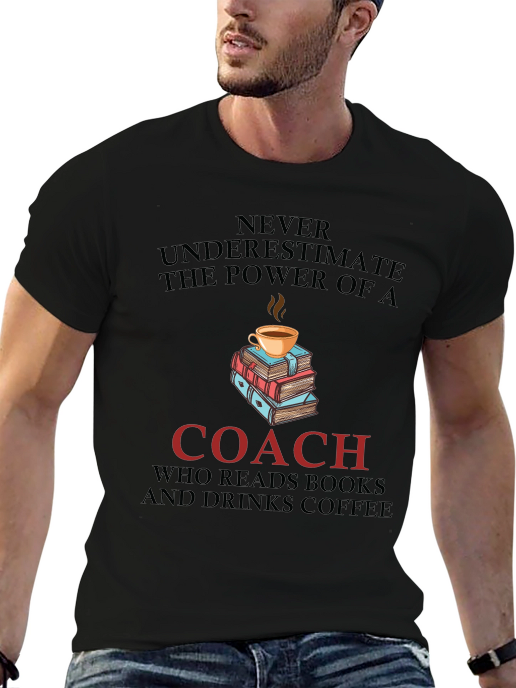 Coach Reads Books Drinks Coffee T-Shirt