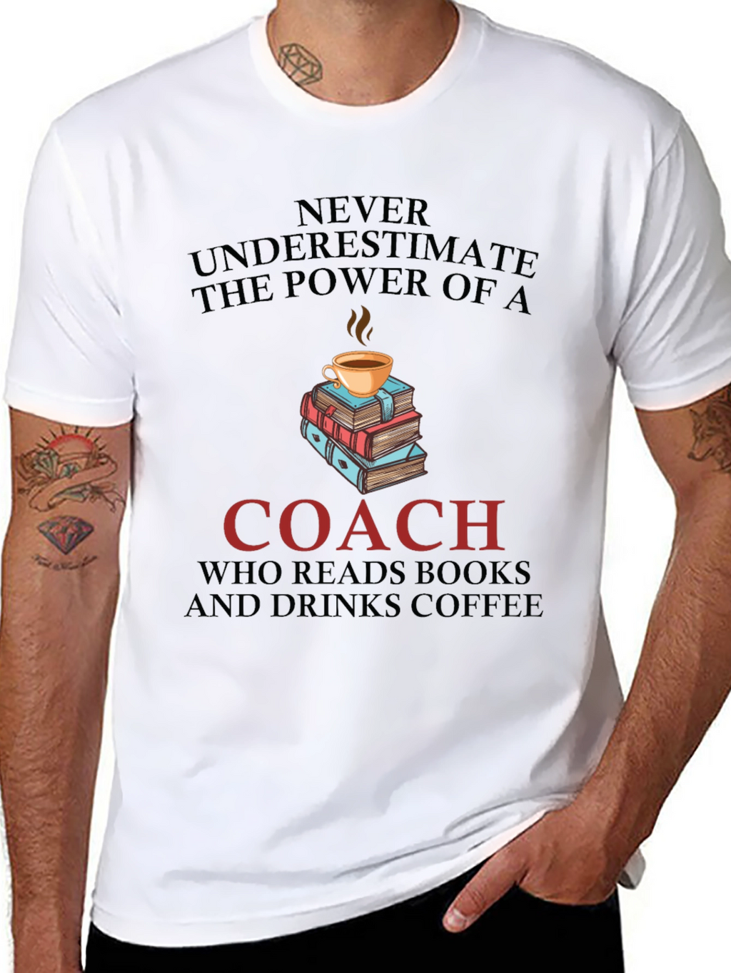 Coach Reads Books Drinks Coffee T-Shirt