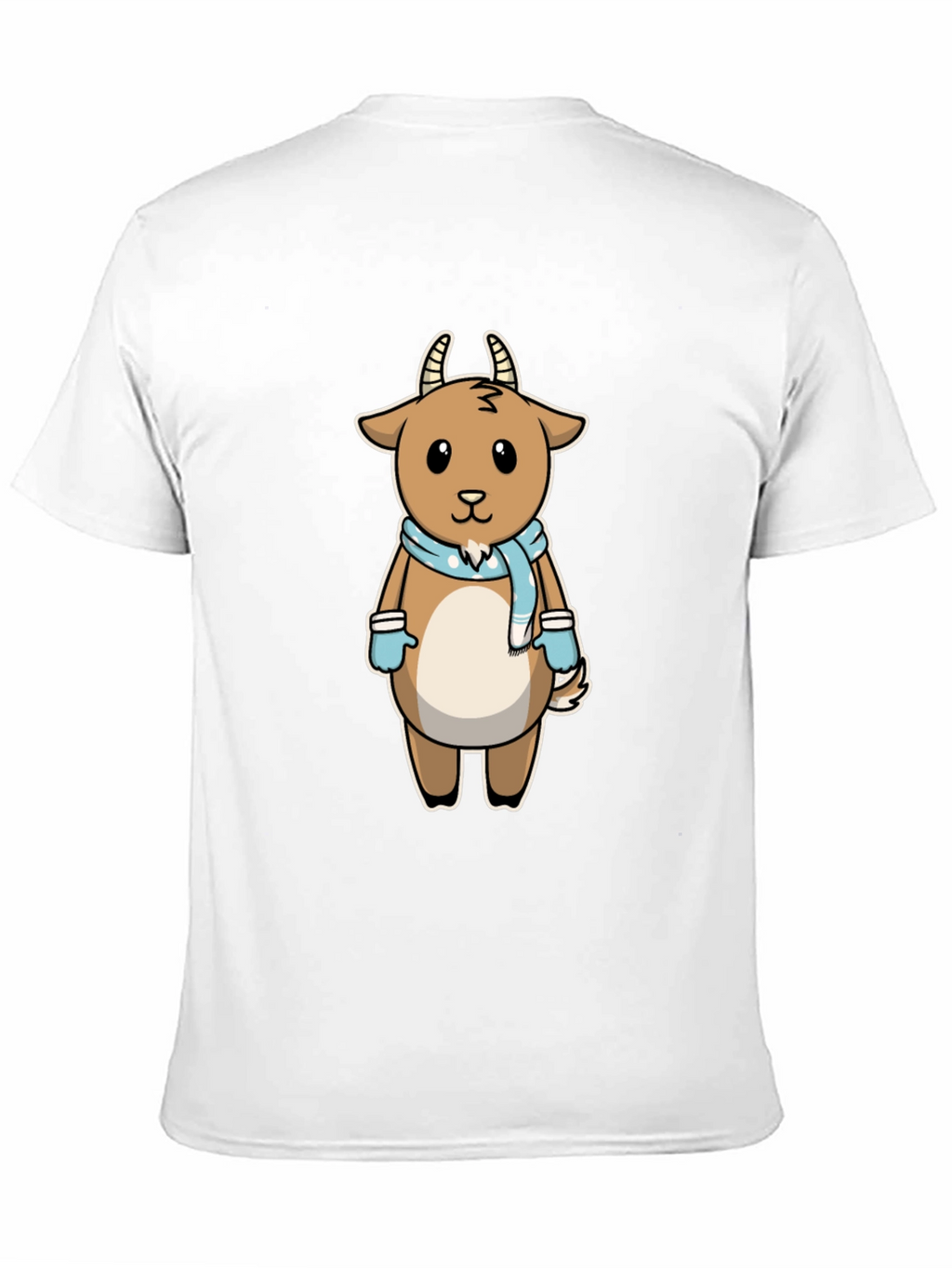 Cute Goat Cartoon Black T-Shirt