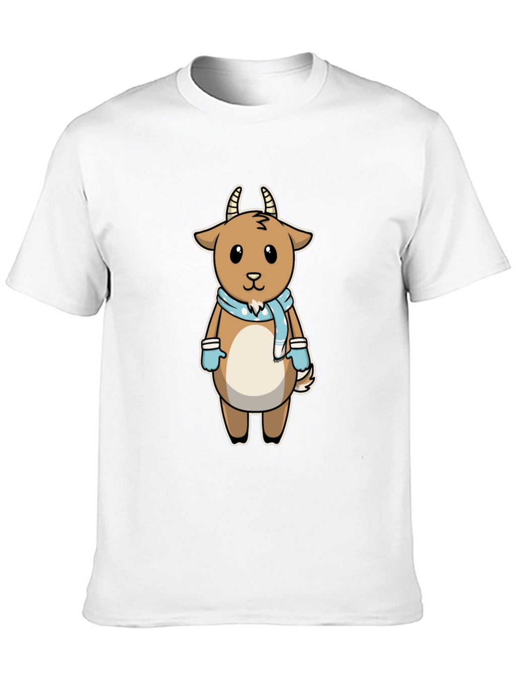 Cute Goat Cartoon Black T-Shirt