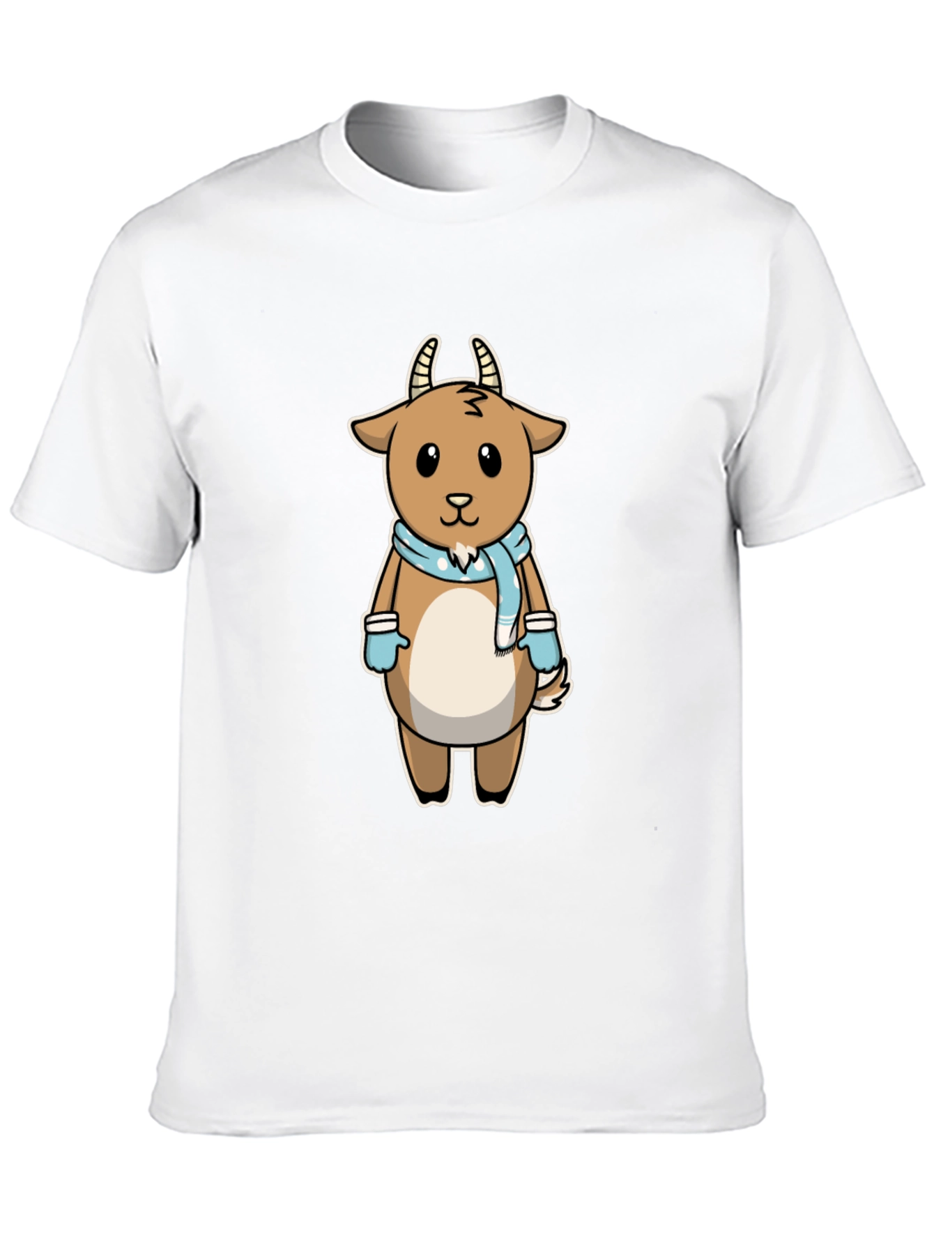 Cute Goat Cartoon Black T-Shirt