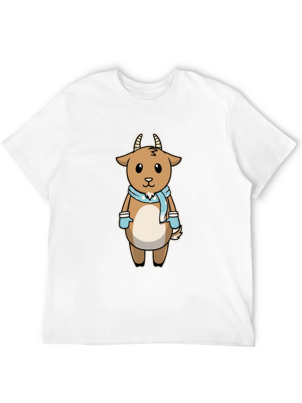 Cute Goat Cartoon Black T-Shirt