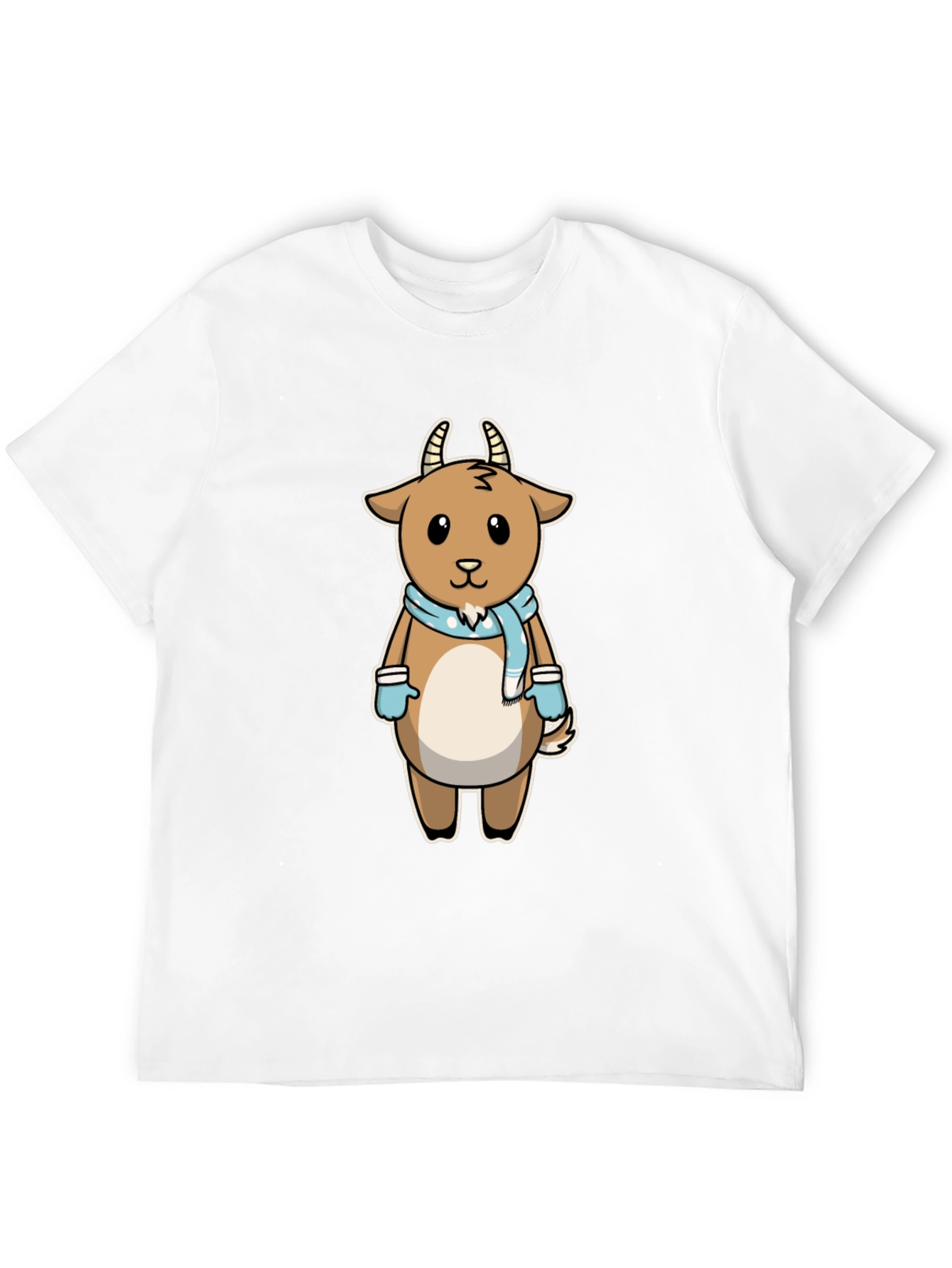 Cute Goat Cartoon Black T-Shirt
