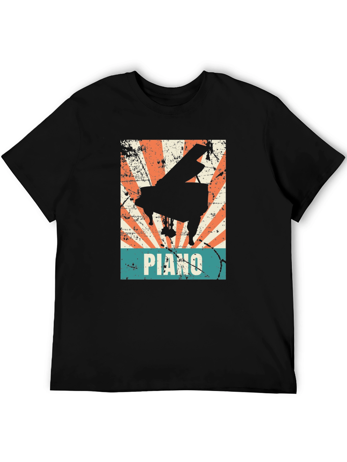 Retro Piano Graphic Tee - Vintage Style Musician T-Shirt