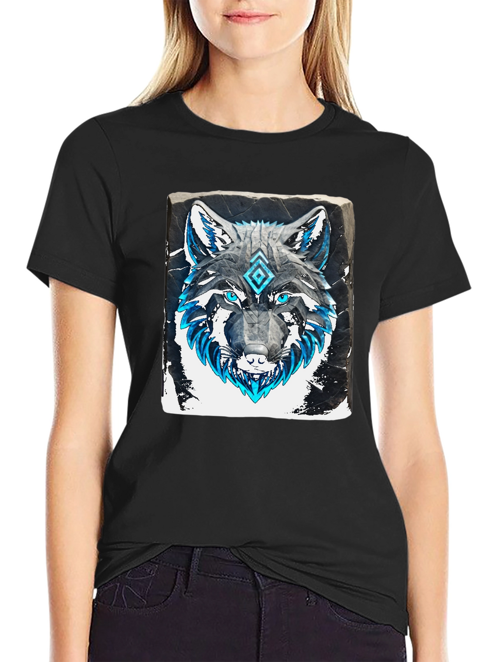 Wolf Graphic Tee - Black Cotton T-Shirt
