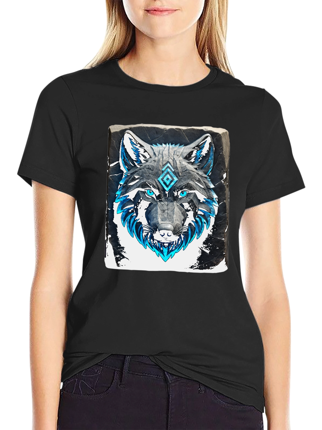 Wolf Graphic Tee - Black Cotton T-Shirt