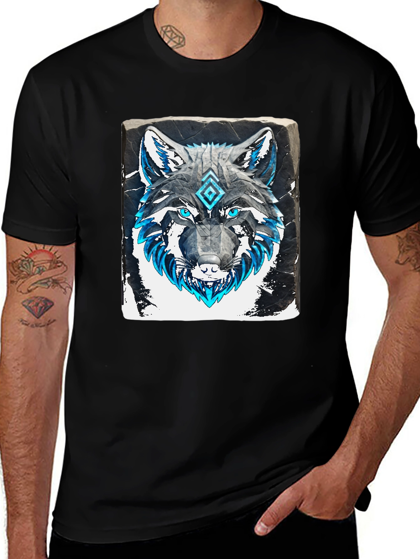 Wolf Graphic Tee - Black Cotton T-Shirt