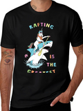 Rafting Shark and Unicorn Black T-Shirt