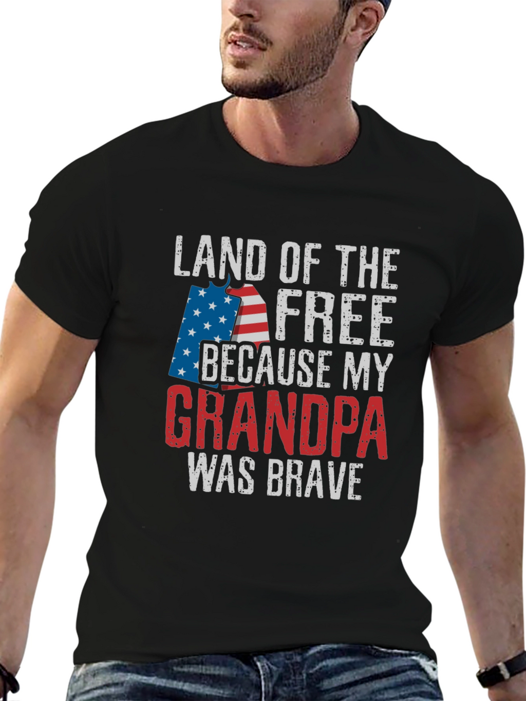 Land of the Free Grandpa Patriotic T-Shirt