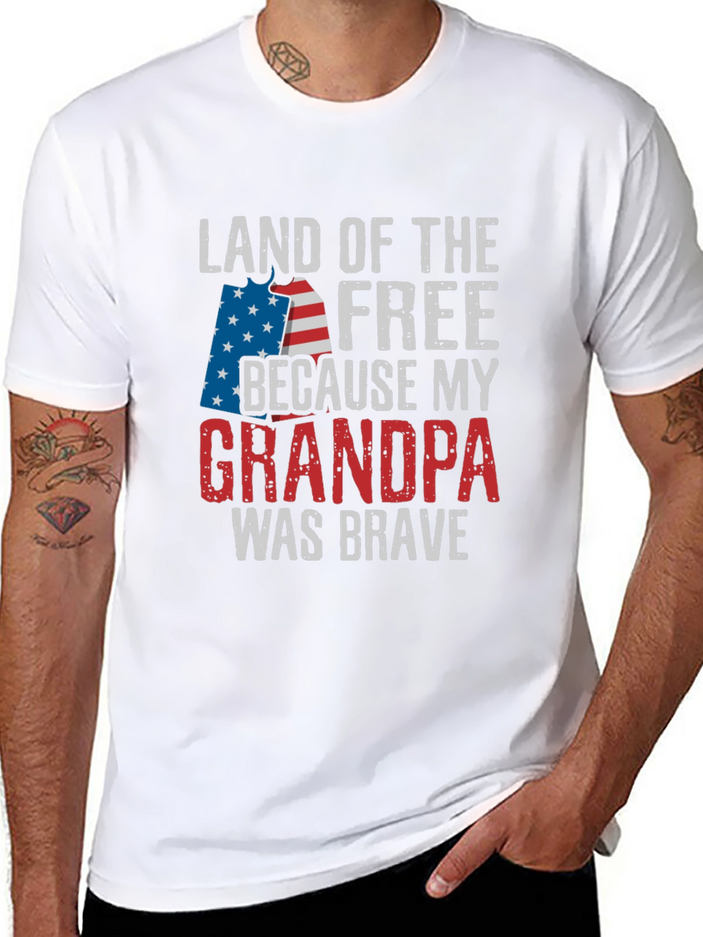 Land of the Free Grandpa Patriotic T-Shirt