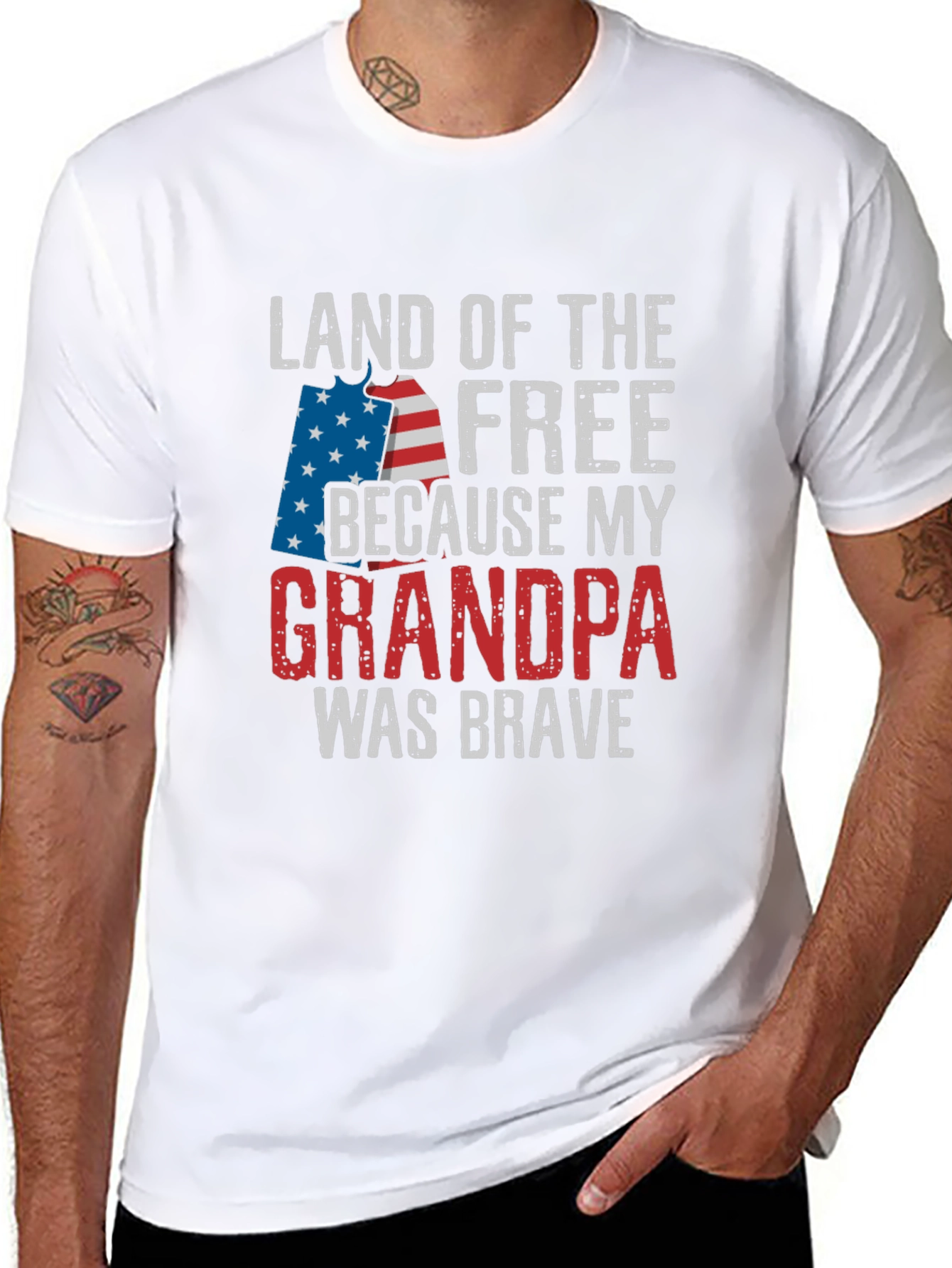 Land of the Free Grandpa Patriotic T-Shirt