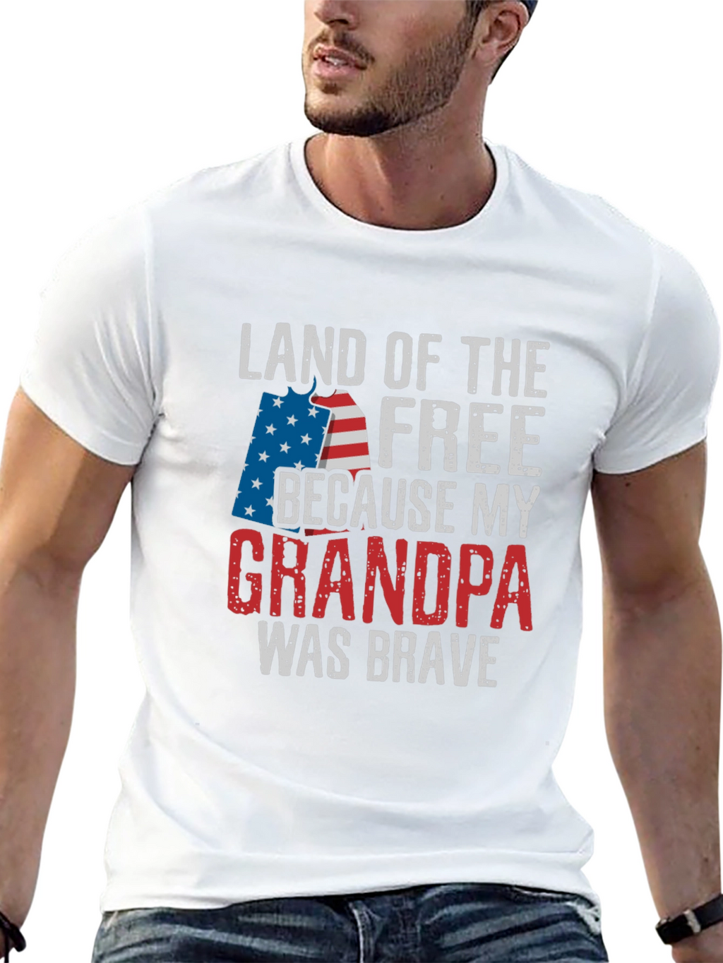 Land of the Free Grandpa Patriotic T-Shirt