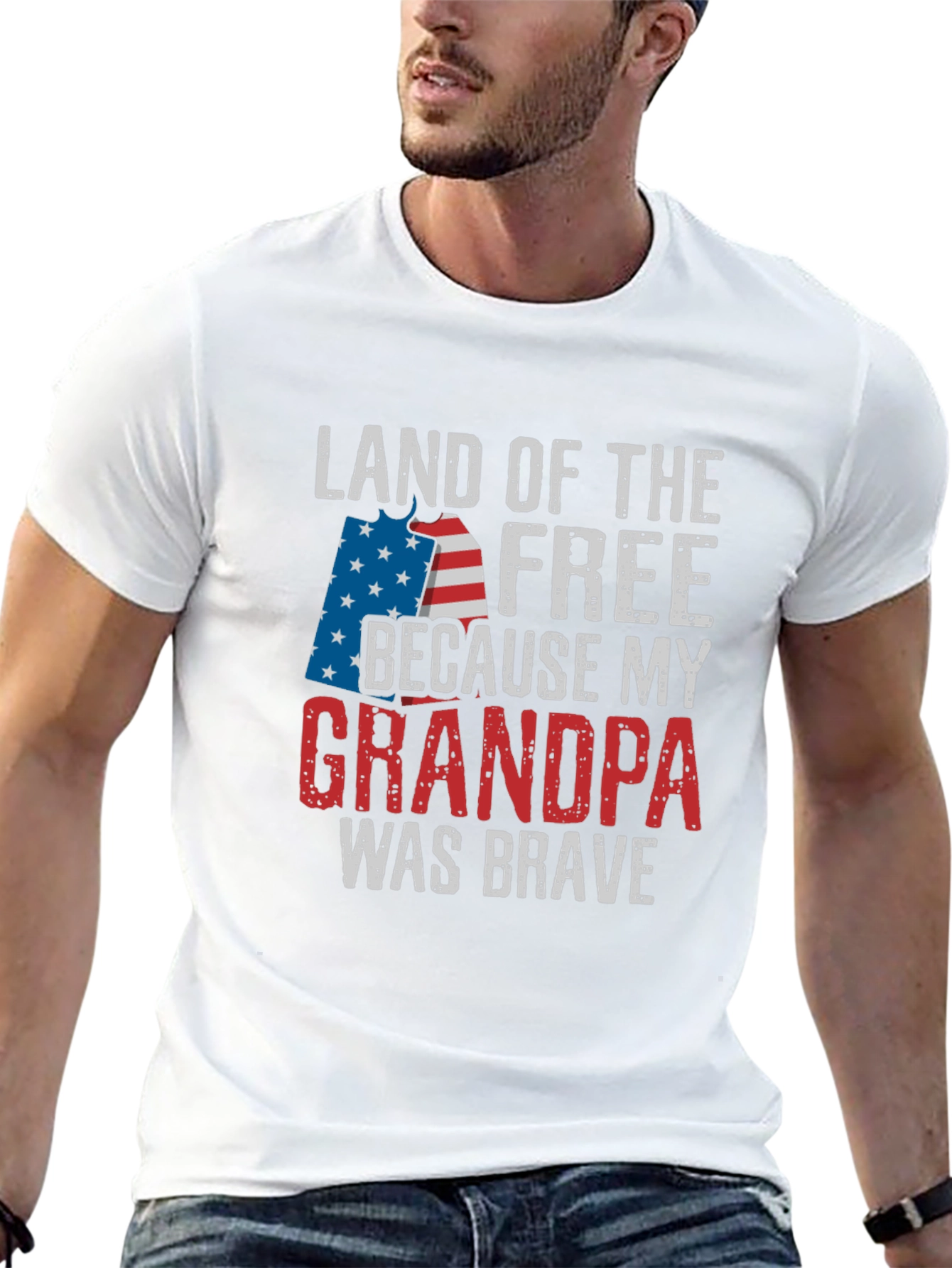 Land of the Free Grandpa Patriotic T-Shirt