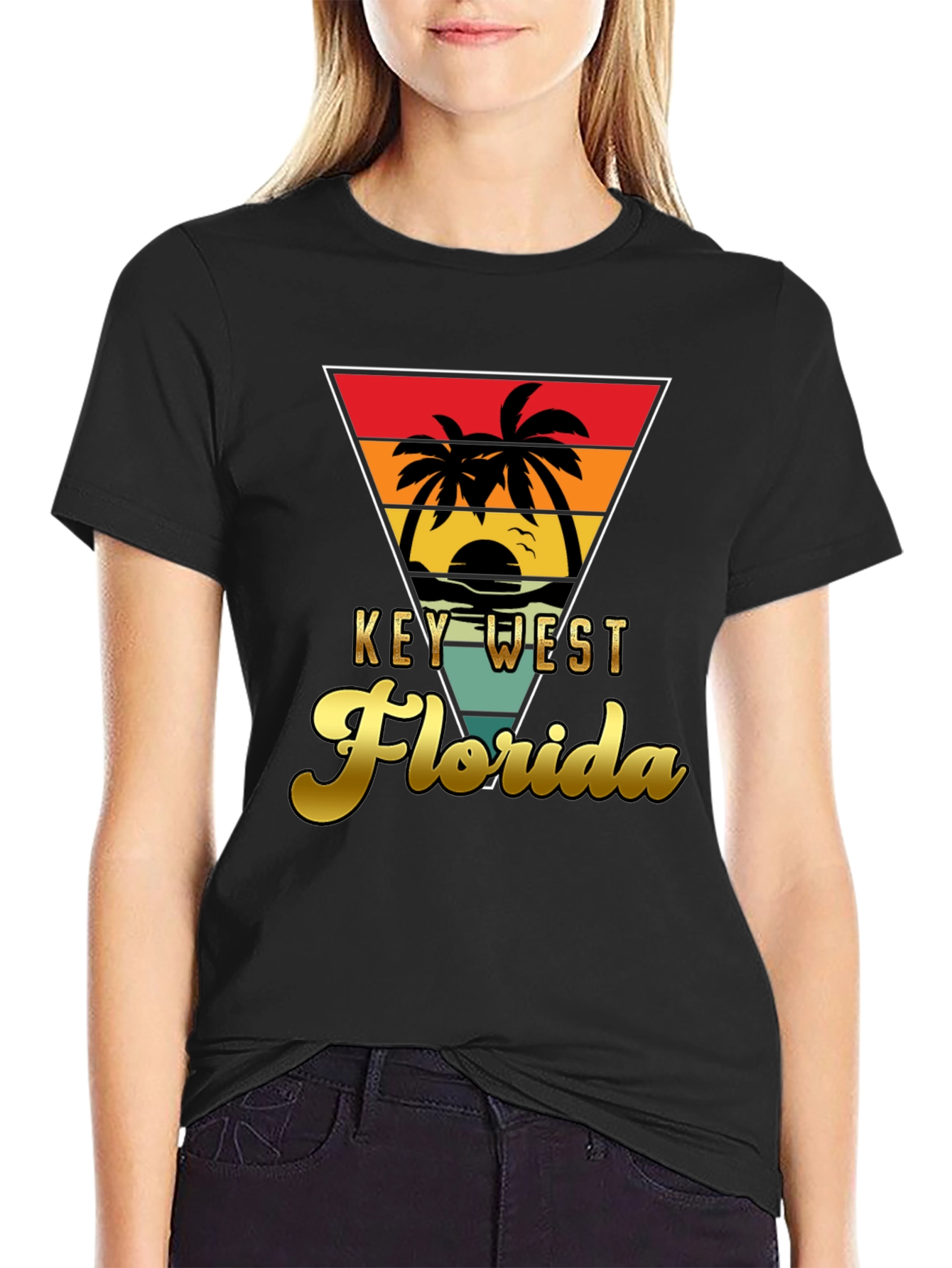 Key West Florida T-Shirt Retro Palm Tree Sunset Tee