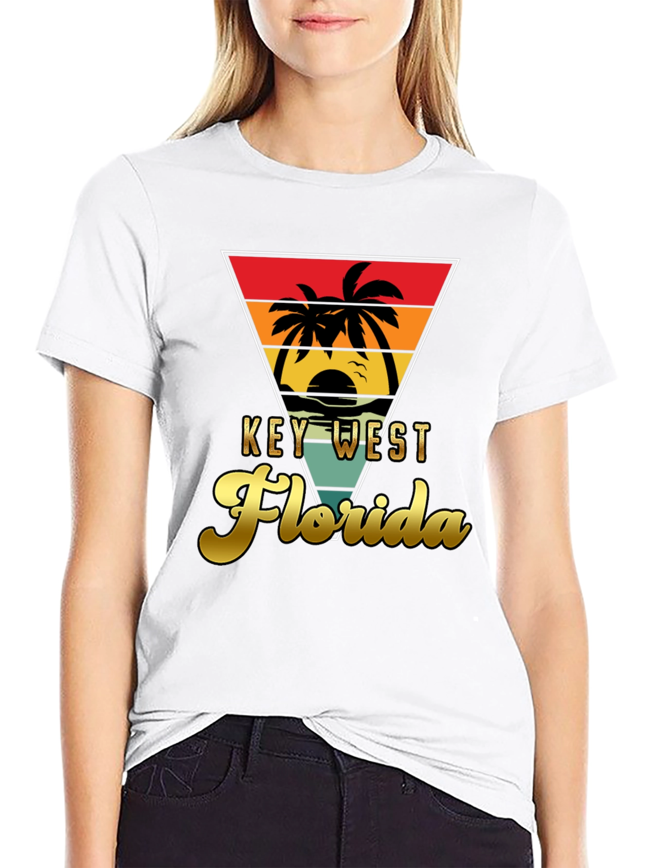 Key West Florida T-Shirt Retro Palm Tree Sunset Tee