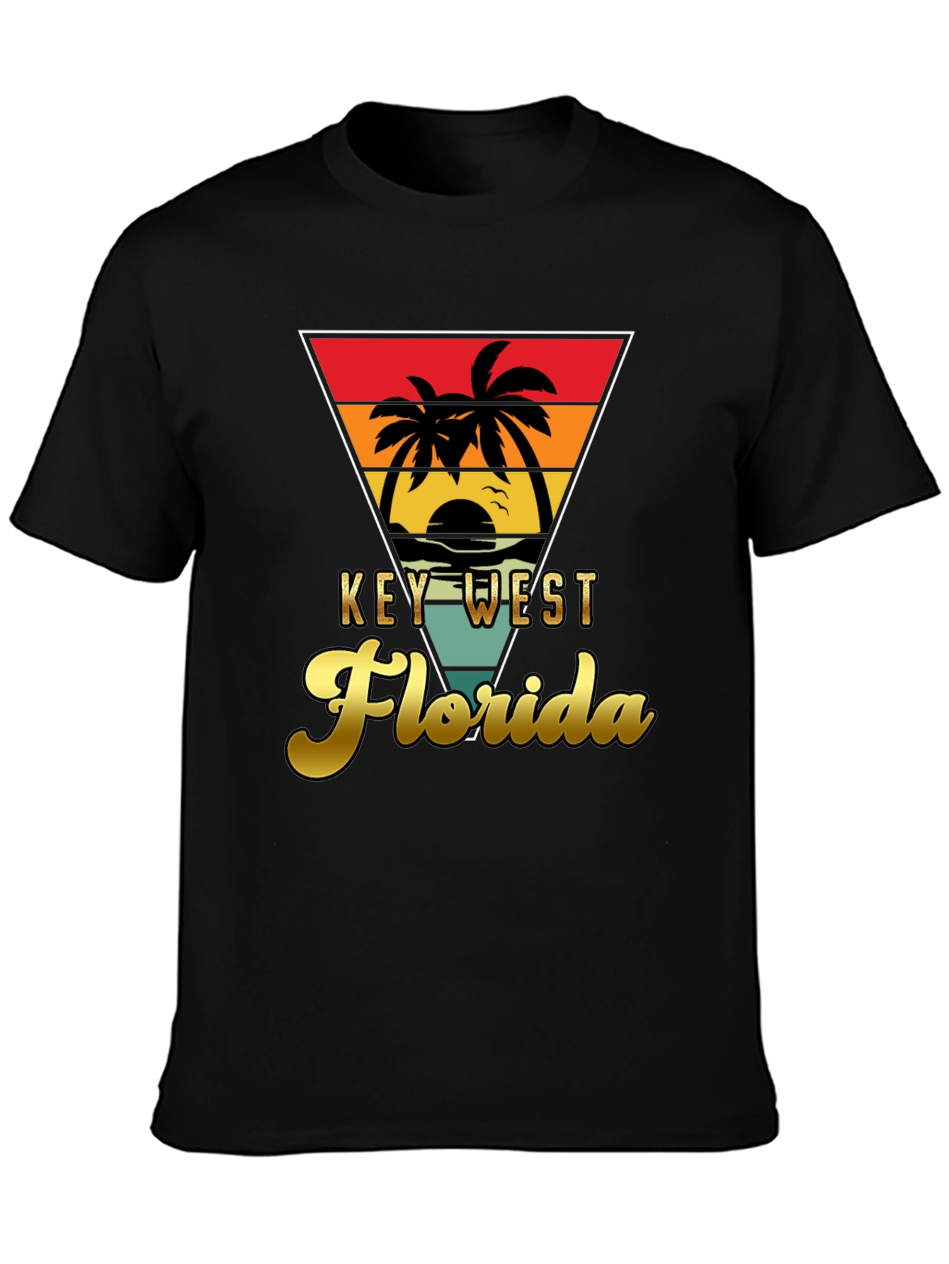 Key West Florida T-Shirt Retro Palm Tree Sunset Tee