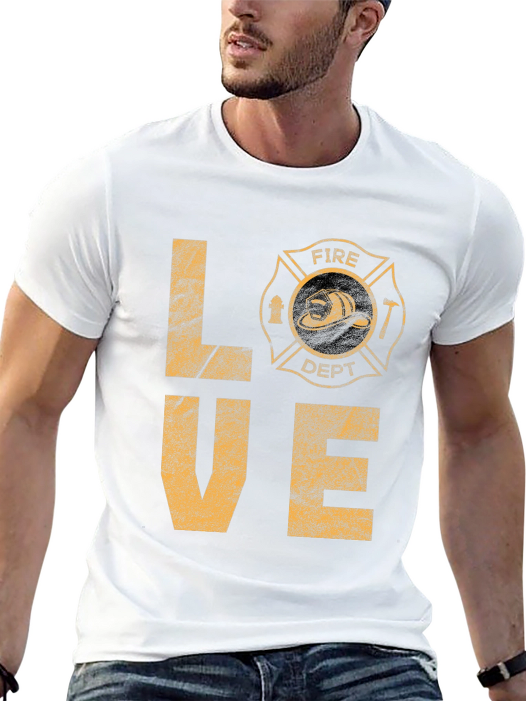 Fire Dept LOVE Graphic T-Shirt - Black Cotton Tee