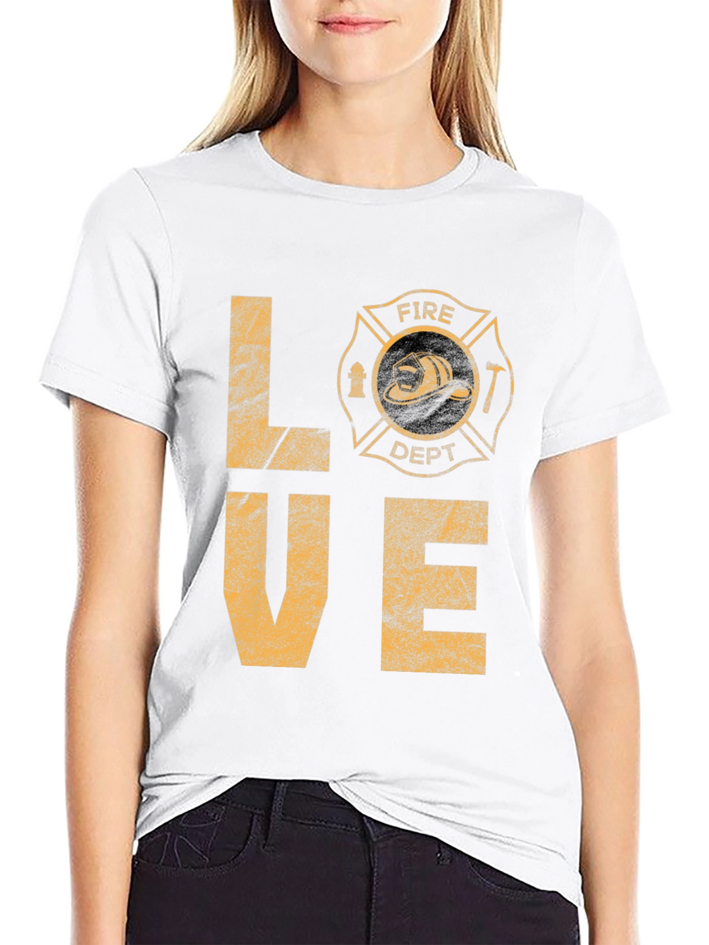 Fire Dept LOVE Graphic T-Shirt - Black Cotton Tee