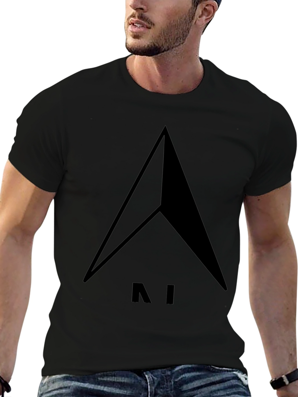 Modern Minimalist AI Arrow Black T-Shirt