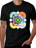 Geometric Mountain Landscape Graphic Tee - Black