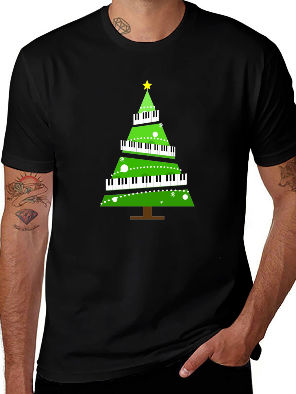 Piano Keyboard Christmas Tree T-Shirt