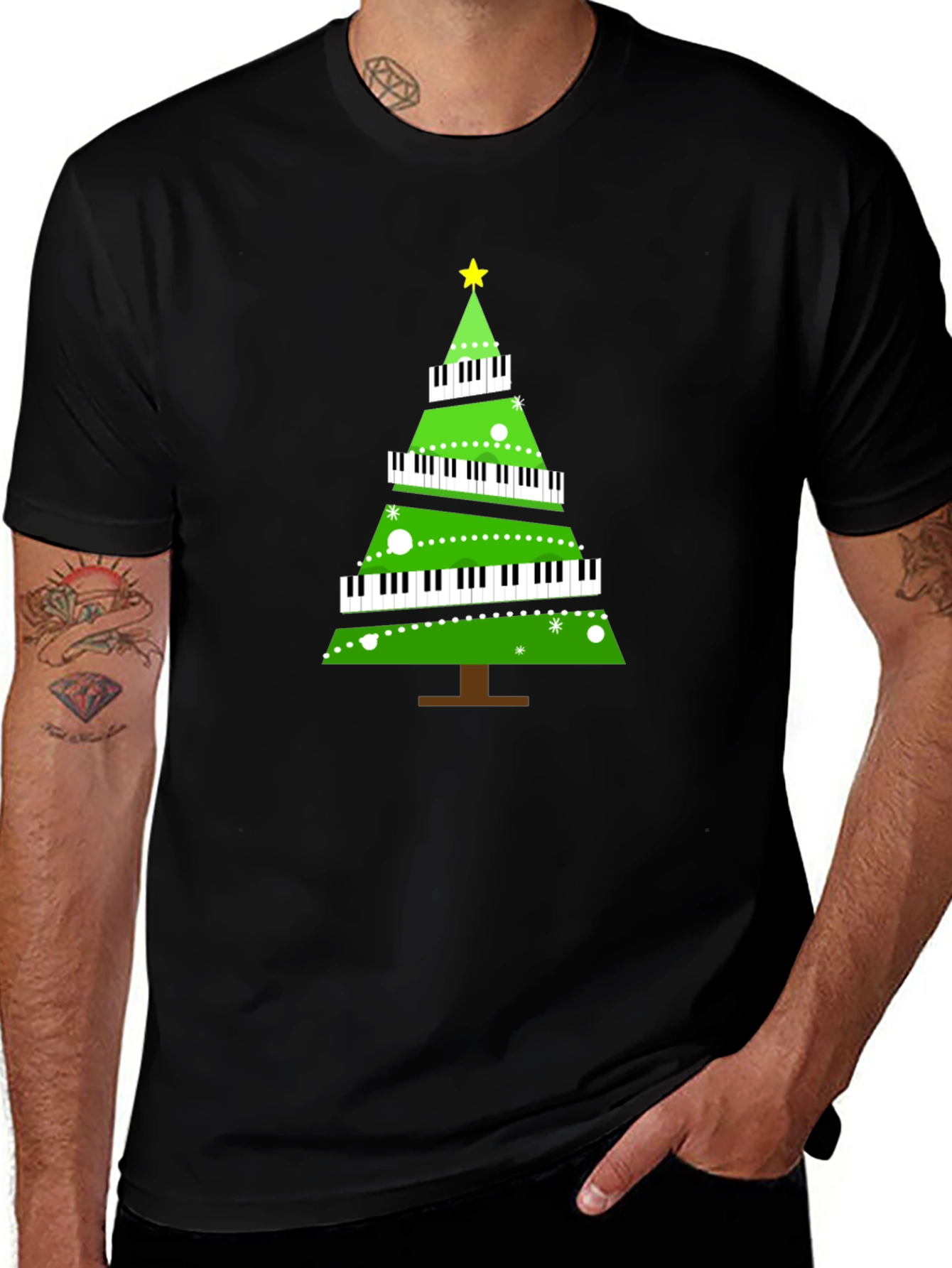 Piano Keyboard Christmas Tree T-Shirt