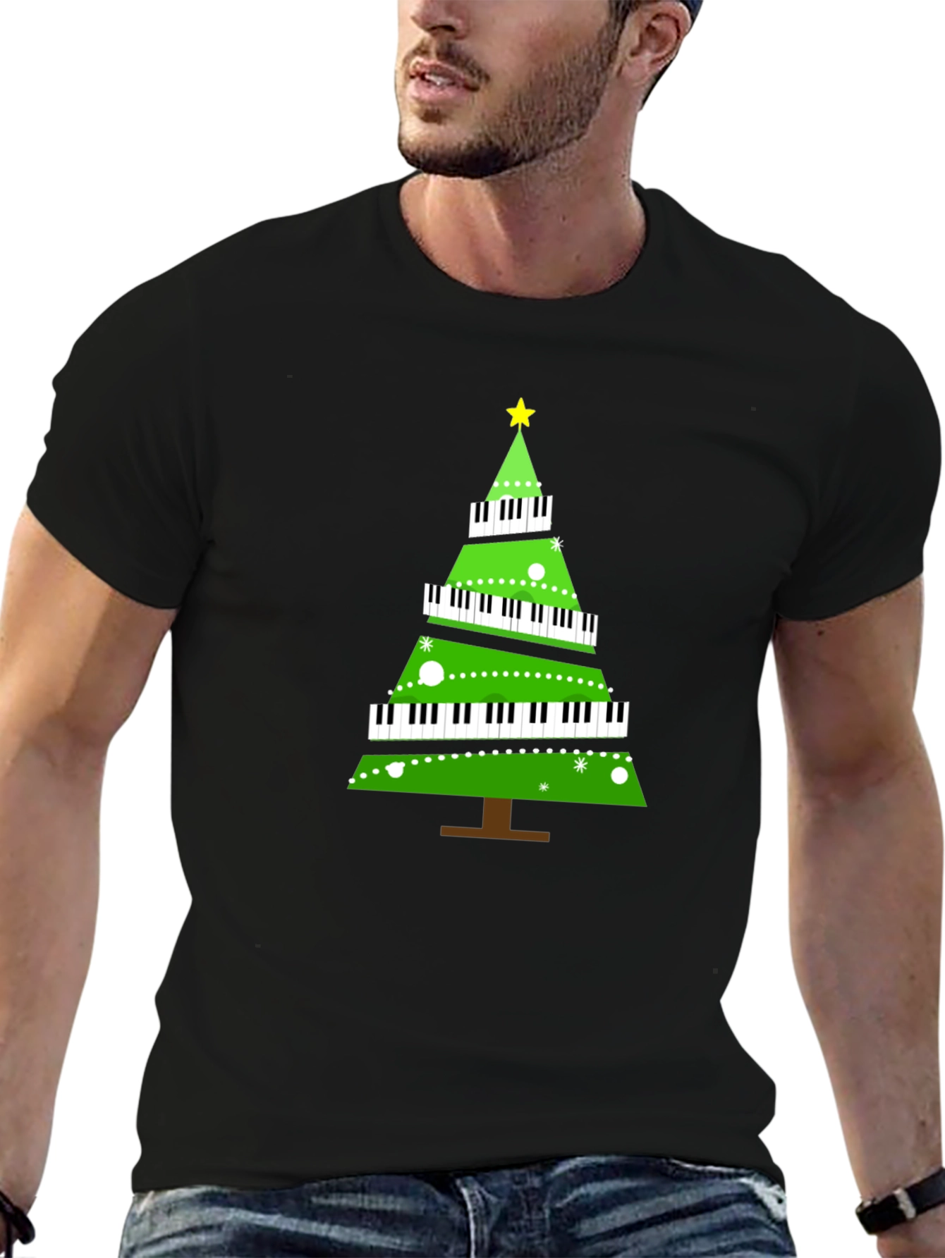 Piano Keyboard Christmas Tree T-Shirt