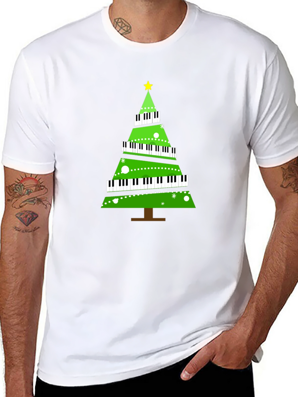 Piano Keyboard Christmas Tree T-Shirt