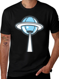UFO Abduction Graphic Tee - Black Cotton T-Shirt