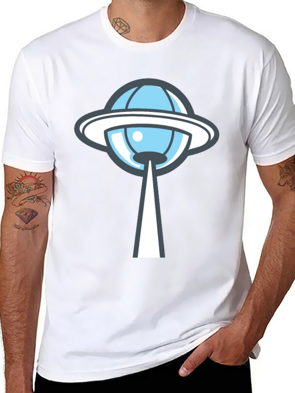 UFO Abduction Graphic Tee - Black Cotton T-Shirt