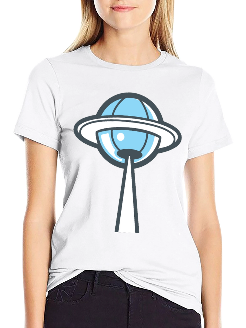 UFO Abduction Graphic Tee - Black Cotton T-Shirt